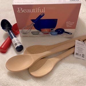 6 PC Drew Barrymore Baking Set, 3 PC Wooden Spoon Set,2 PC Ice Cream Scooper-NWT
